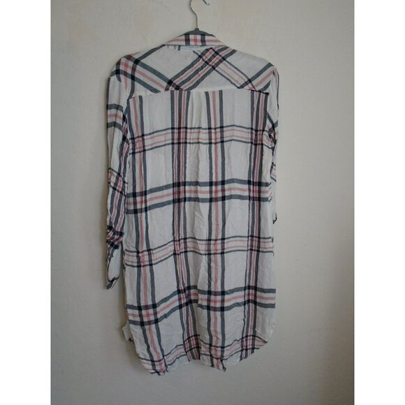 Sneakpeek Longline Flannel Button Up Shirt Full Button Front Sz S - Picture 4 of 5